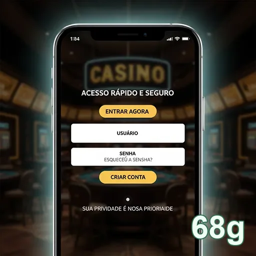 Tela do app 68g com acesso rápido e seguro para usuários.