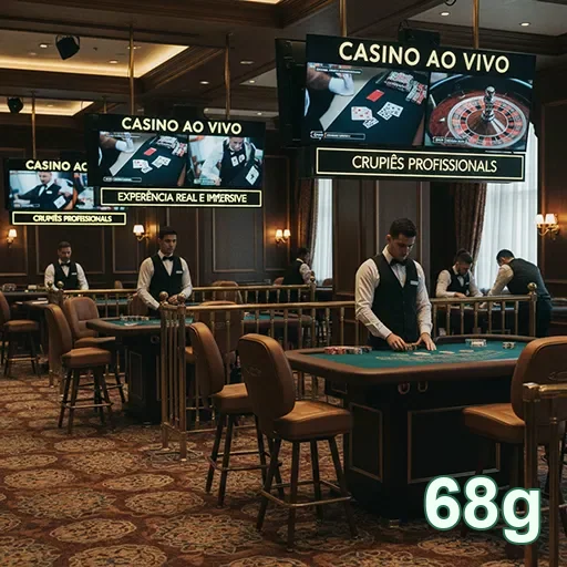 Croupiers em um cassino ao vivo na plataforma 68g.