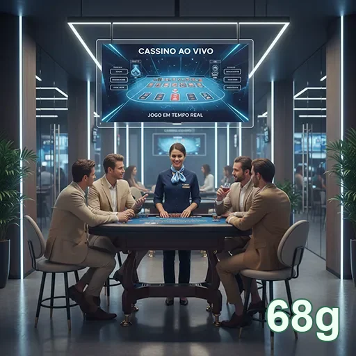 Jogadores em um cassino ao vivo na plataforma 68g.