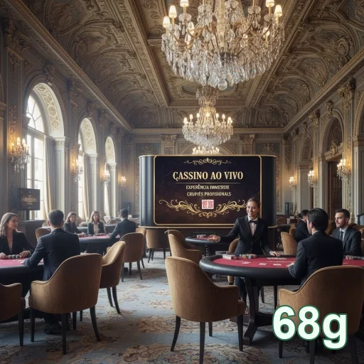 Ambiente de cassino ao vivo com jogadores e dealers no 68g.