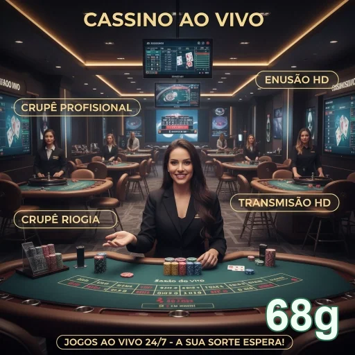 Ambiente de cassino ao vivo da plataforma 68g com crupiês.