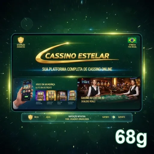 Tela do site 68g com promoção do Cassino Estelar.