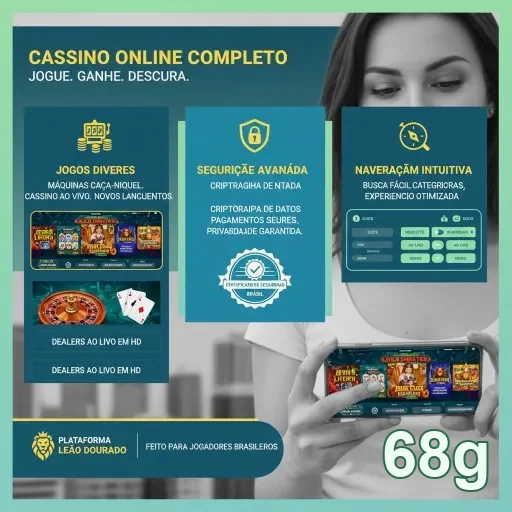 Usuária interagindo com jogos no site 68g, destacando segurança.