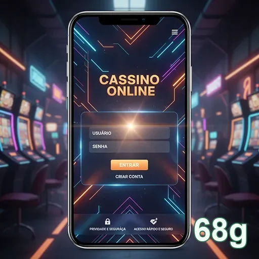 Tela de login do cassino online 68g com estilo moderno.