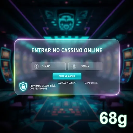 Tela de login do cassino online 68g com campos de acesso.