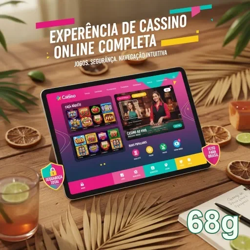 Imagem do 68g mostrando jogos de slots em tablet.