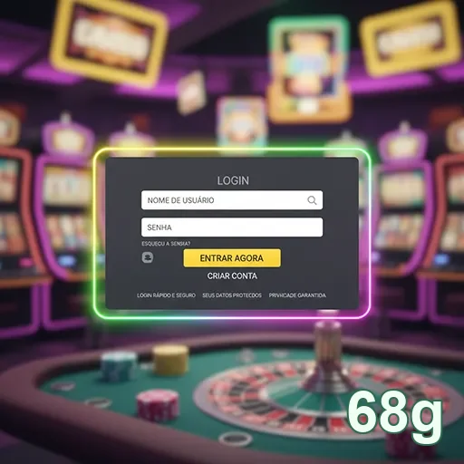 Tela de login do aplicativo 68g para cassino seguro.