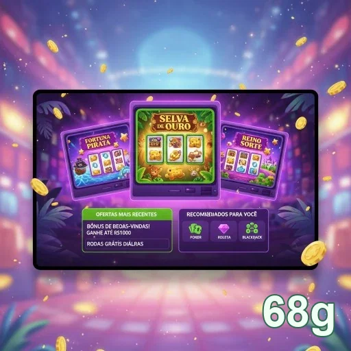 Interface do 68g com slots e ofertas de bônus visíveis.