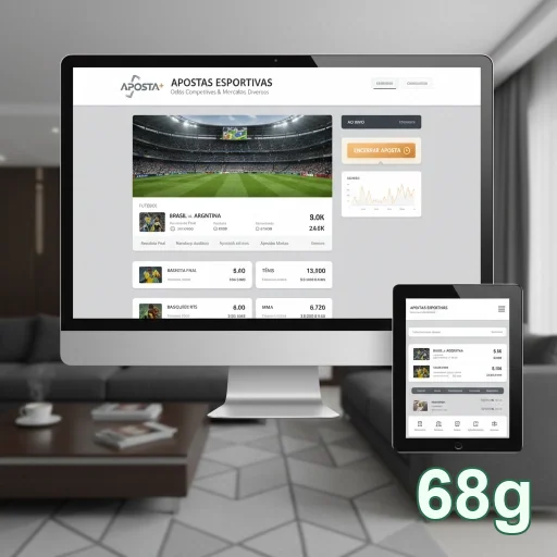 Exibição de apostas esportivas no site 68g em dispositivos móveis e desktop.