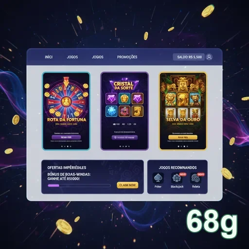 Interface de jogos VIP no 68g com slots variados disponíveis.