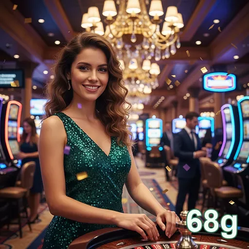 Jogadora feliz em cassino, simbolizando serviços VIP da 68g.