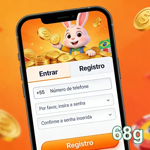 Telefone e senha para registro no app 68g com coelho.